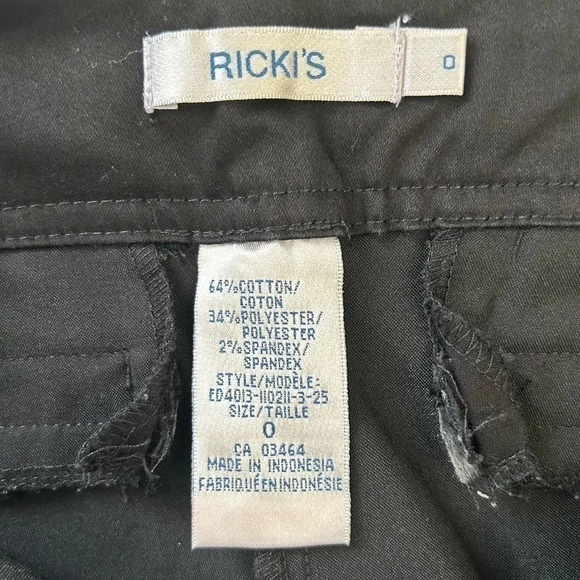 Ricki’s Slim Fit Ankle Slit Cropped Pants Cotton Sateen Black Size 0 - Picture 10 of 16